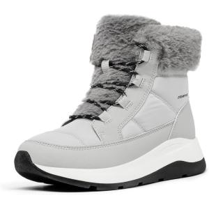 imageDREAM PAIRS Womens Winter Snow Boots Faux Fur Waterproof Ankle Booties Zaylee Ladies Comfortable Short Boots OutdoorGrey