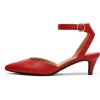 imageDREAM PAIRS Kitten Heels for Women Low Heel Dress Shoes Wedding Dress Closed Toe Pump Shoes LunaFireRed