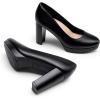 imageDREAM PAIRS Womens Pumps Closed Round Toe Chunky High Heels Platform Work Comfortable Dress Shoes for WomenBlackpu