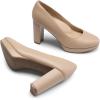 imageDREAM PAIRS Womens Pumps Closed Round Toe Chunky High Heels Platform Work Comfortable Dress Shoes for WomenNudepu