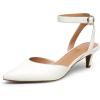imageDREAM PAIRS Kitten Heels for Women Low Heel Dress Shoes Wedding Dress Closed Toe Pump Shoes LunaWhitePu