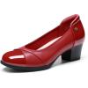 imageDREAM PAIRS Womens Pumps Low Chunky Block Closed Toe Shoes Work Comfortable Heels Round Toe DressRed