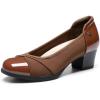 imageDREAM PAIRS Womens Pumps Low Chunky Block Closed Toe Shoes Work Comfortable Heels Round Toe DressTan