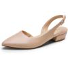 imageDREAM PAIRS Womens Slingback Kitten Low Block Heels Closed Pointed Toe Ankle Strap Elegant Dressy Pumps Wedding Party Dress Shoes for WomenNude