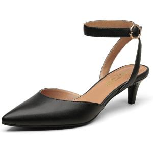 imageDREAM PAIRS Kitten Heels for Women Low Heel Dress Shoes Wedding Dress Closed Toe Pump Shoes LunaBlack