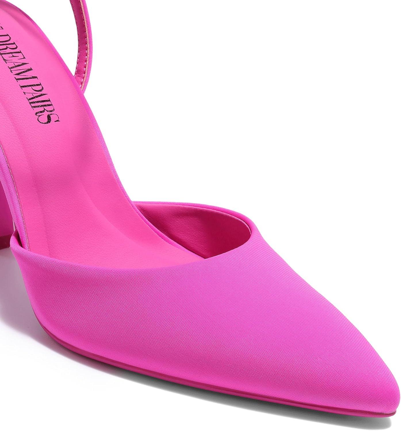imageDREAM PAIRS High Heels for Women Closed Pointed Toe Dress Shoes for Women Ankle Strap Stiletto Heel Party Wedding Sexy Pump ShoesHot Pink