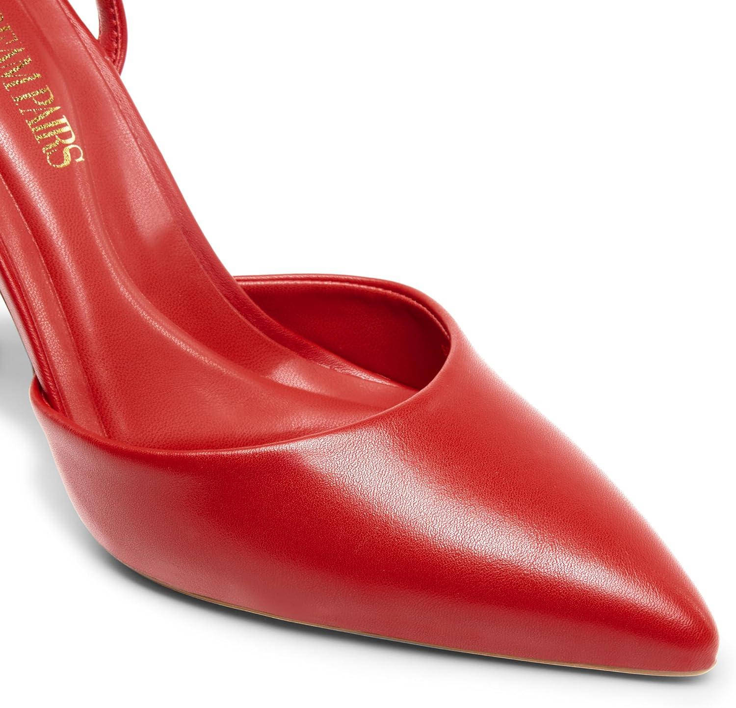 imageDREAM PAIRS High Heels for Women Closed Pointed Toe Dress Shoes for Women Ankle Strap Stiletto Heel Party Wedding Sexy Pump ShoesRedpu