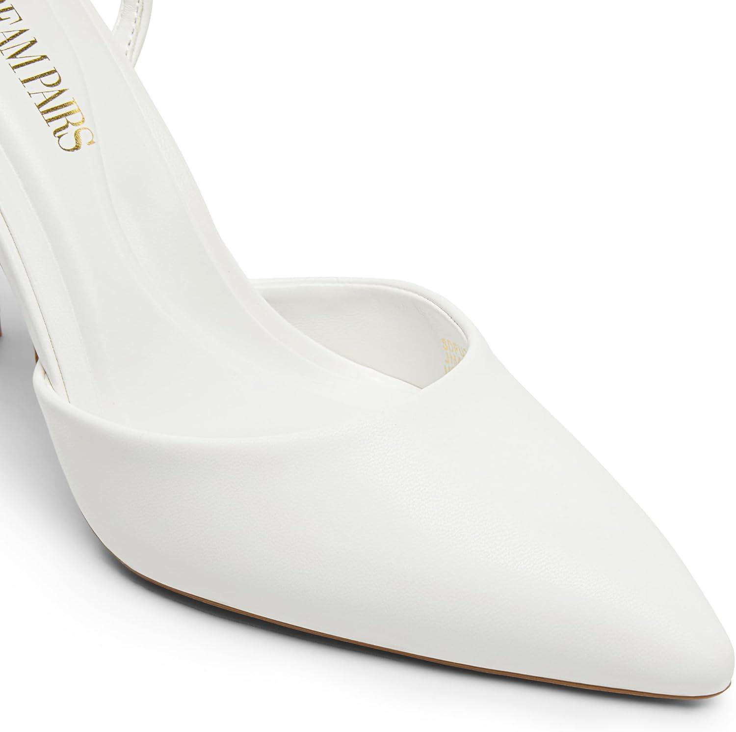 imageDREAM PAIRS High Heels for Women Closed Pointed Toe Dress Shoes for Women Ankle Strap Stiletto Heel Party Wedding Sexy Pump ShoesWhitepu