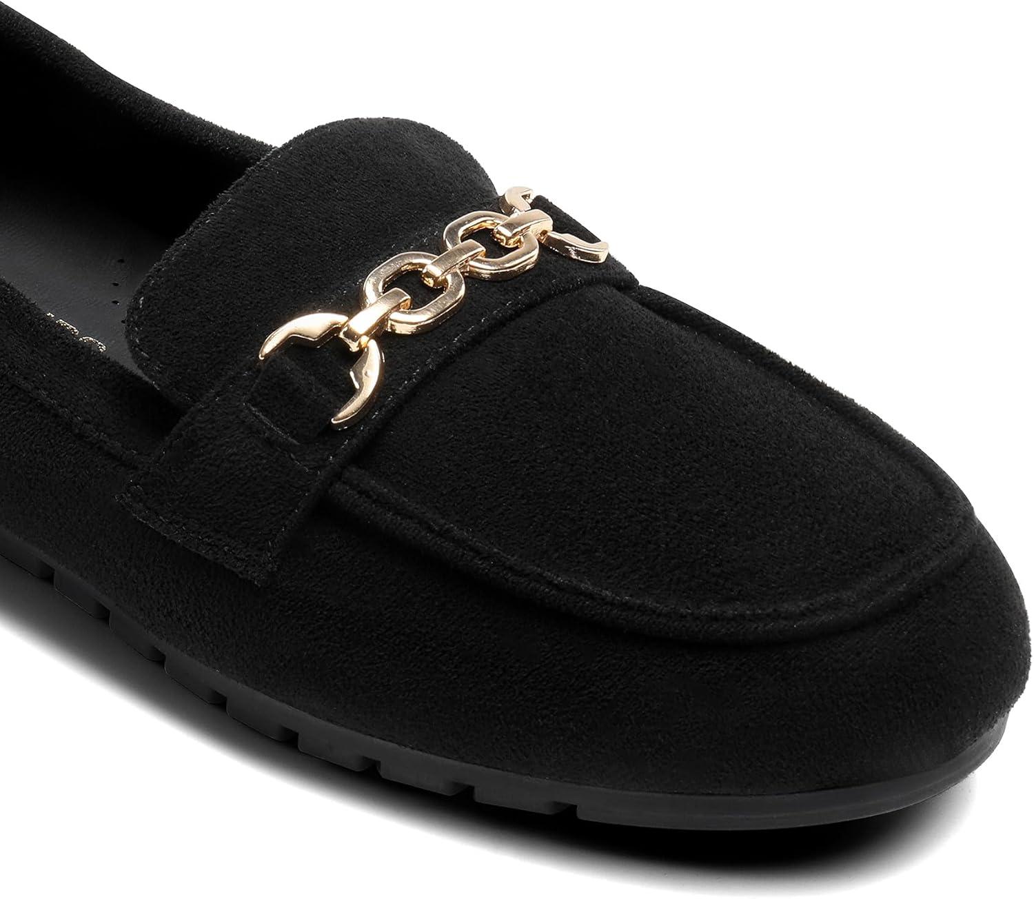 imageDREAM PAIRS Loafers for Women Casual Comfortable Slip On Flat Shoes Lightweight Leisure Work Shoes Comfort Walking ShoesBlacksuede