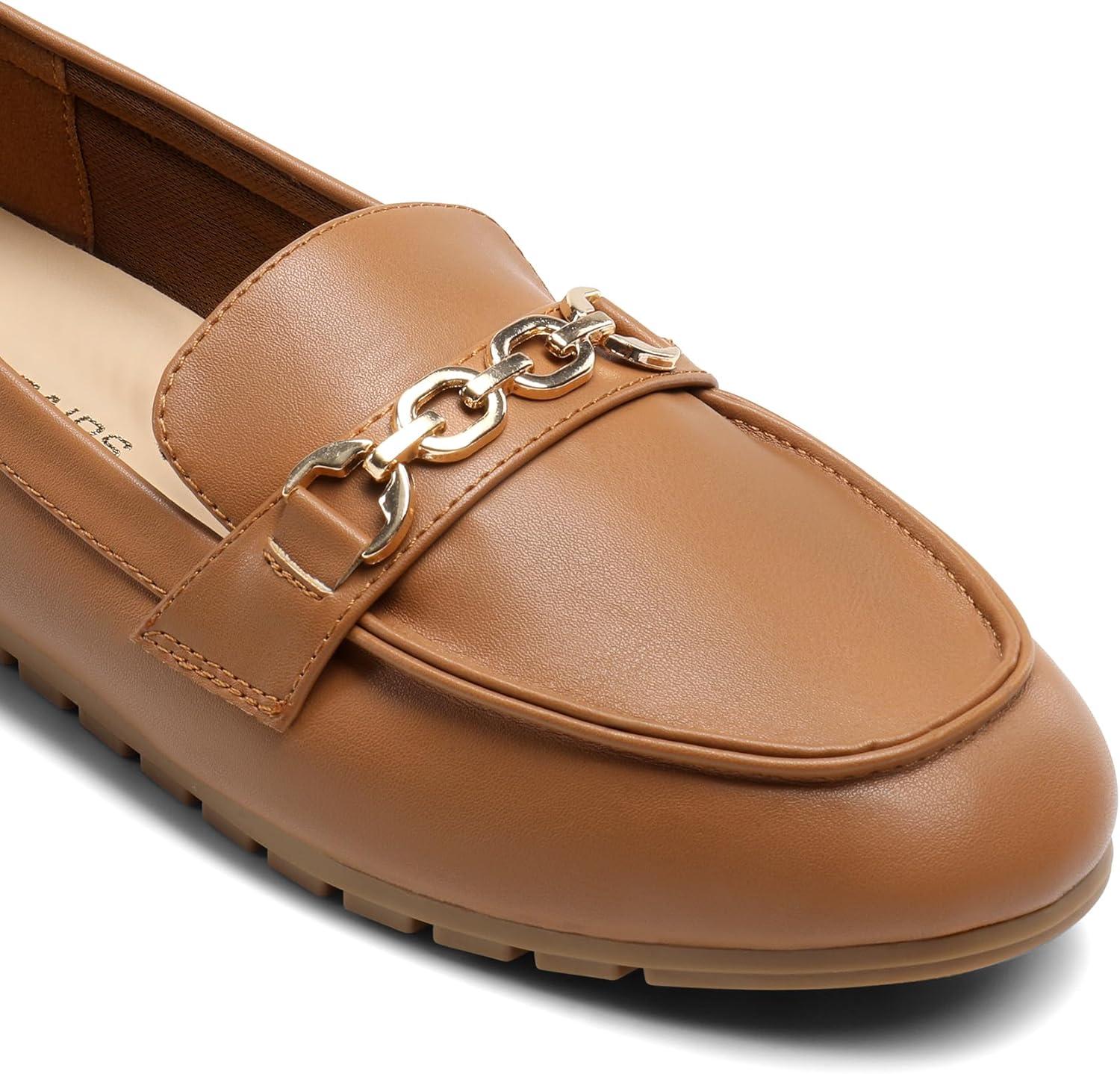 imageDREAM PAIRS Loafers for Women Casual Comfortable Slip On Flat Shoes Lightweight Leisure Work Shoes Comfort Walking ShoesBrownpu