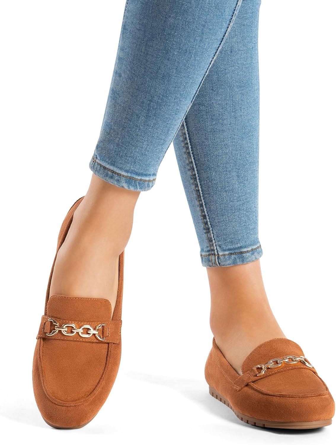 imageDREAM PAIRS Loafers for Women Casual Comfortable Slip On Flat Shoes Lightweight Leisure Work Shoes Comfort Walking ShoesBrownsuede