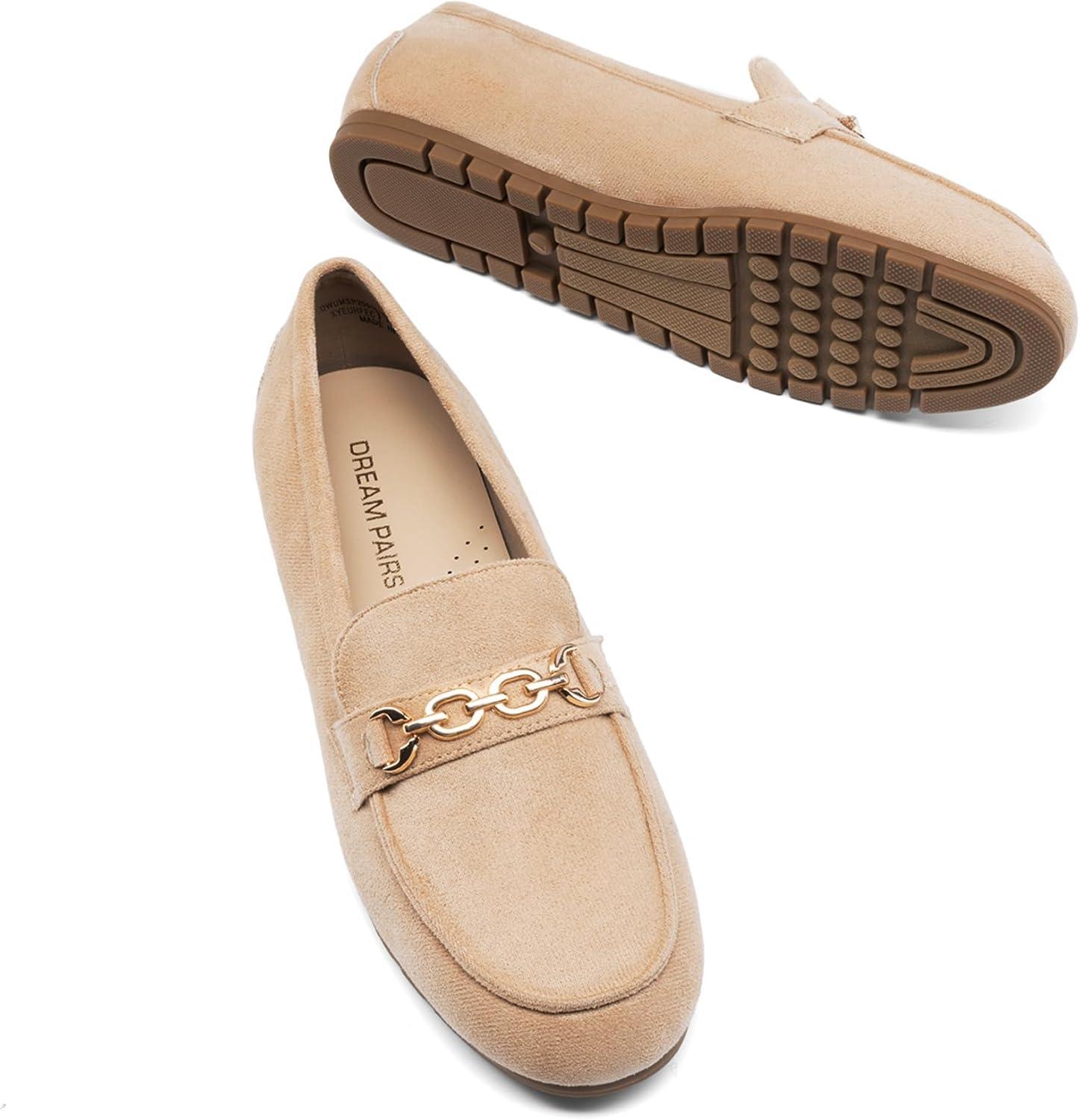 imageDREAM PAIRS Loafers for Women Casual Comfortable Slip On Flat Shoes Lightweight Leisure Work Shoes Comfort Walking ShoesCamel