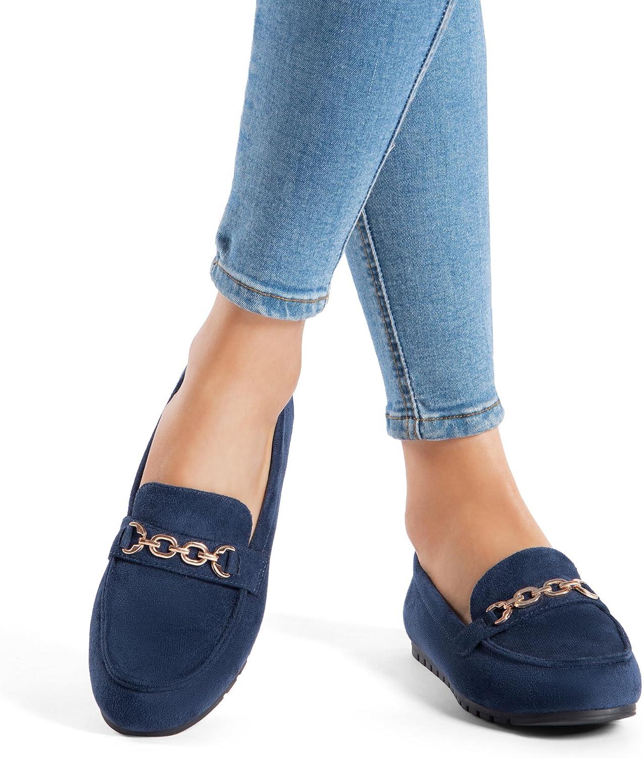 imageDREAM PAIRS Loafers for Women Casual Comfortable Slip On Flat Shoes Lightweight Leisure Work Shoes Comfort Walking ShoesNavy