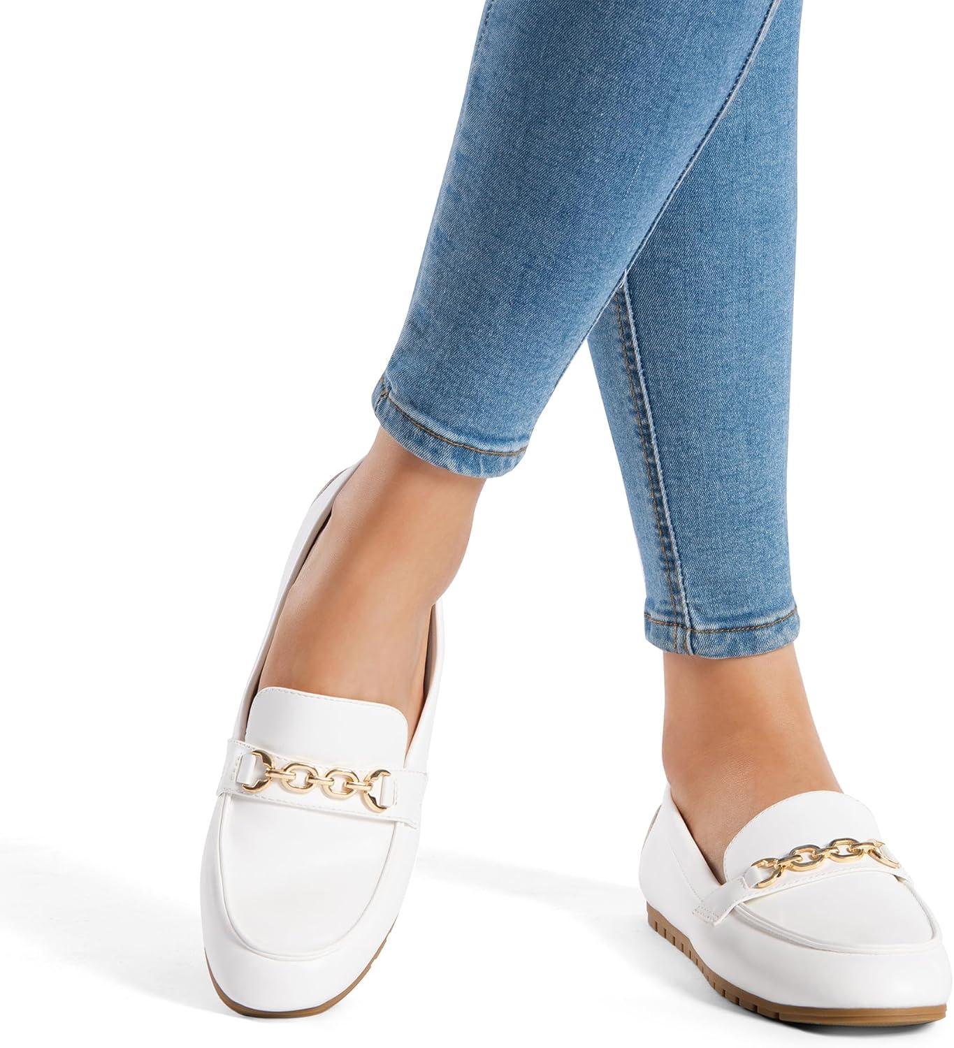 imageDREAM PAIRS Loafers for Women Casual Comfortable Slip On Flat Shoes Lightweight Leisure Work Shoes Comfort Walking ShoesWhite