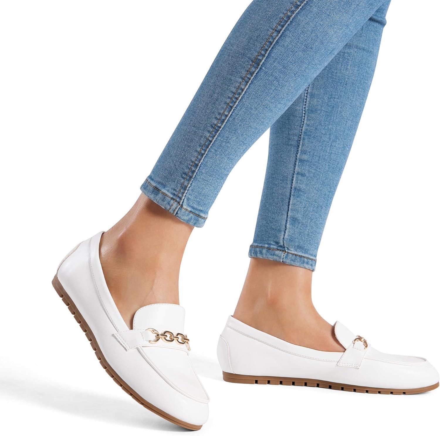 imageDREAM PAIRS Loafers for Women Casual Comfortable Slip On Flat Shoes Lightweight Leisure Work Shoes Comfort Walking ShoesWhite