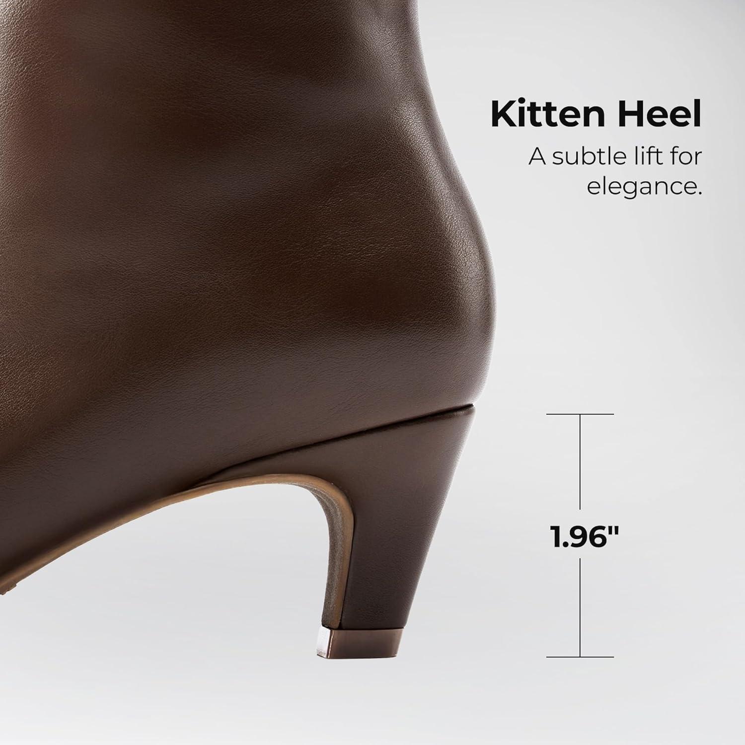 imageDREAM PAIRS Women Knee High Boots 2 Inch Kitten Heel Fashion Square Toe Wide Calf Long BootsBrown