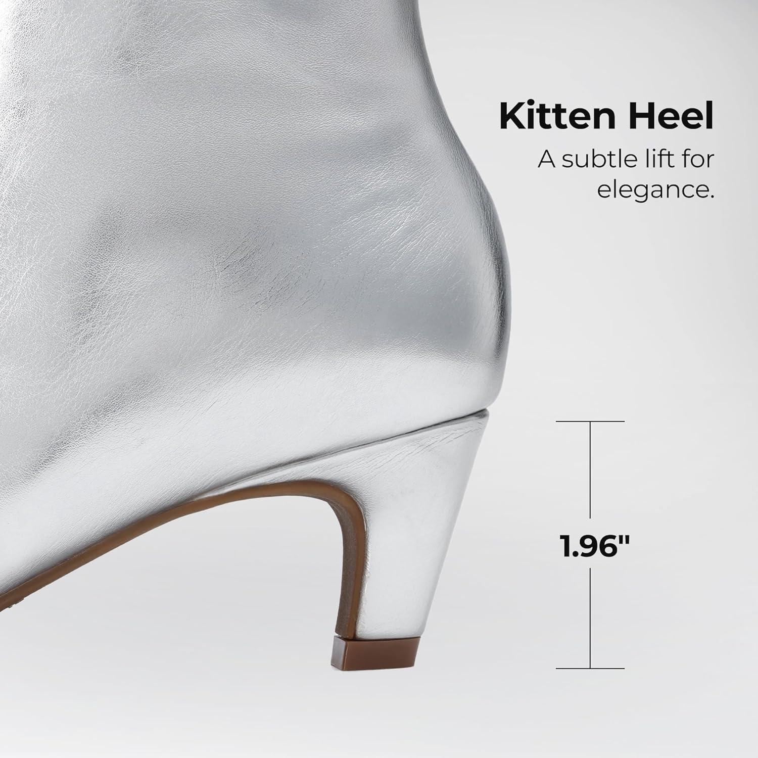 imageDREAM PAIRS Women Knee High Boots 2 Inch Kitten Heel Fashion Square Toe Wide Calf Long BootsSilver