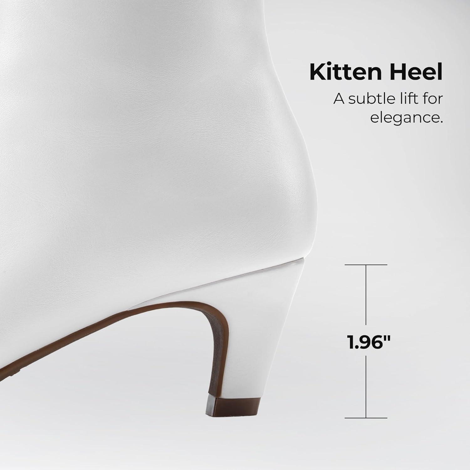 imageDREAM PAIRS Women Knee High Boots 2 Inch Kitten Heel Fashion Square Toe Wide Calf Long BootsWhite