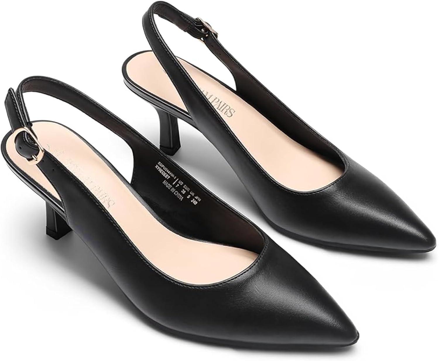 imageDREAM PAIRS Womens Kitten Heel Slingback Pointed Closed Toe Low Stiletto Heels Dress Bridal Elegant Wedding Pumps ShoesBlack