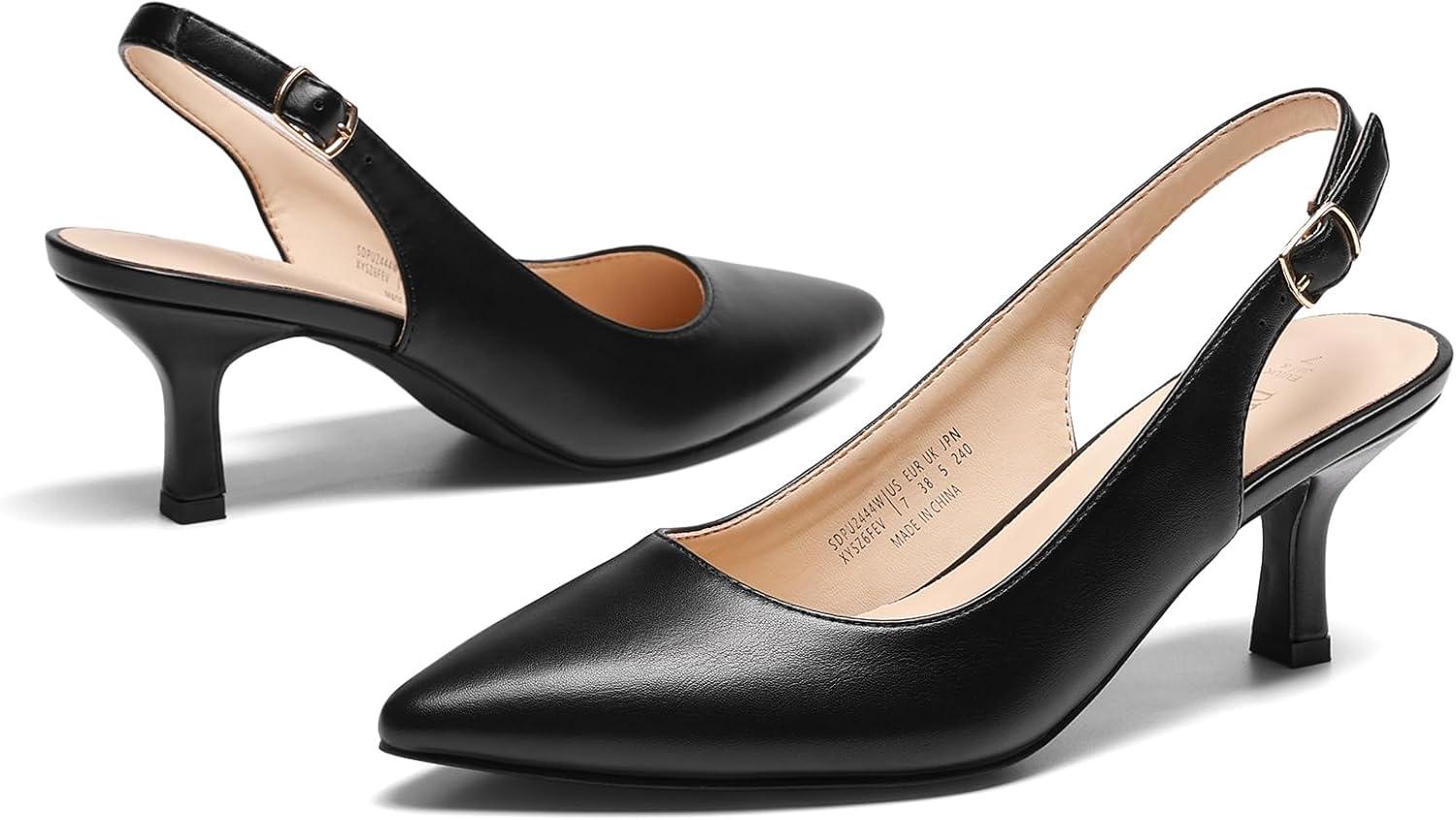 imageDREAM PAIRS Womens Kitten Heel Slingback Pointed Closed Toe Low Stiletto Heels Dress Bridal Elegant Wedding Pumps ShoesBlack