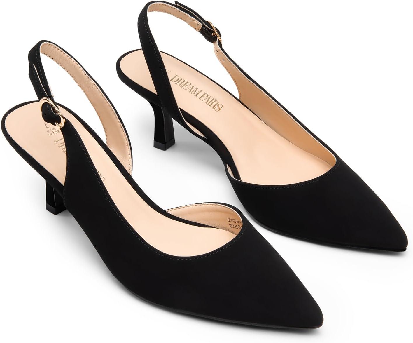 imageDREAM PAIRS Womens Kitten Heel Slingback Pointed Closed Toe Low Stiletto Heels Dress Bridal Elegant Wedding Pumps ShoesBlacknubuck