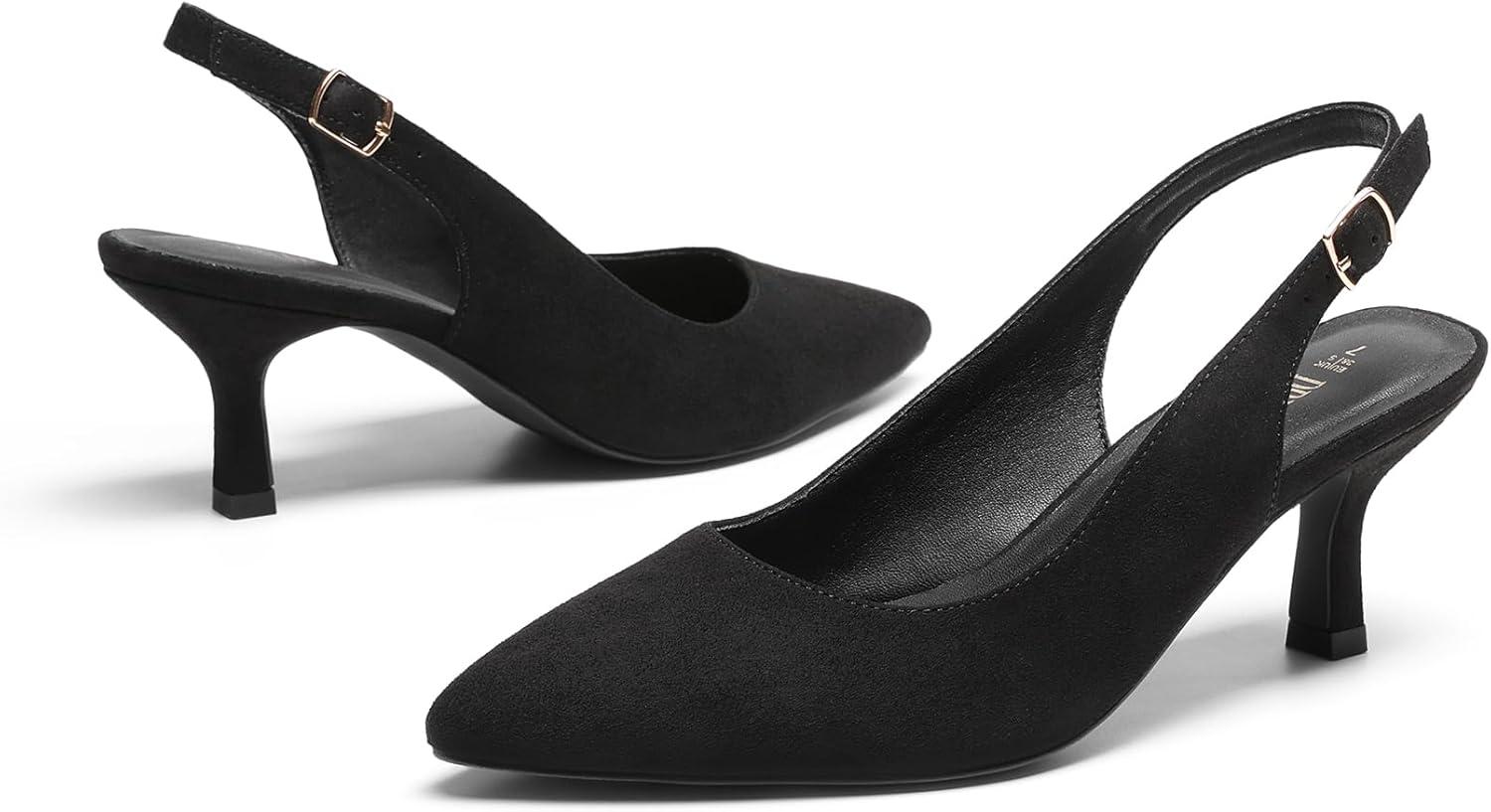 imageDREAM PAIRS Womens Kitten Heel Slingback Pointed Closed Toe Low Stiletto Heels Dress Bridal Elegant Wedding Pumps ShoesBlacksuede1
