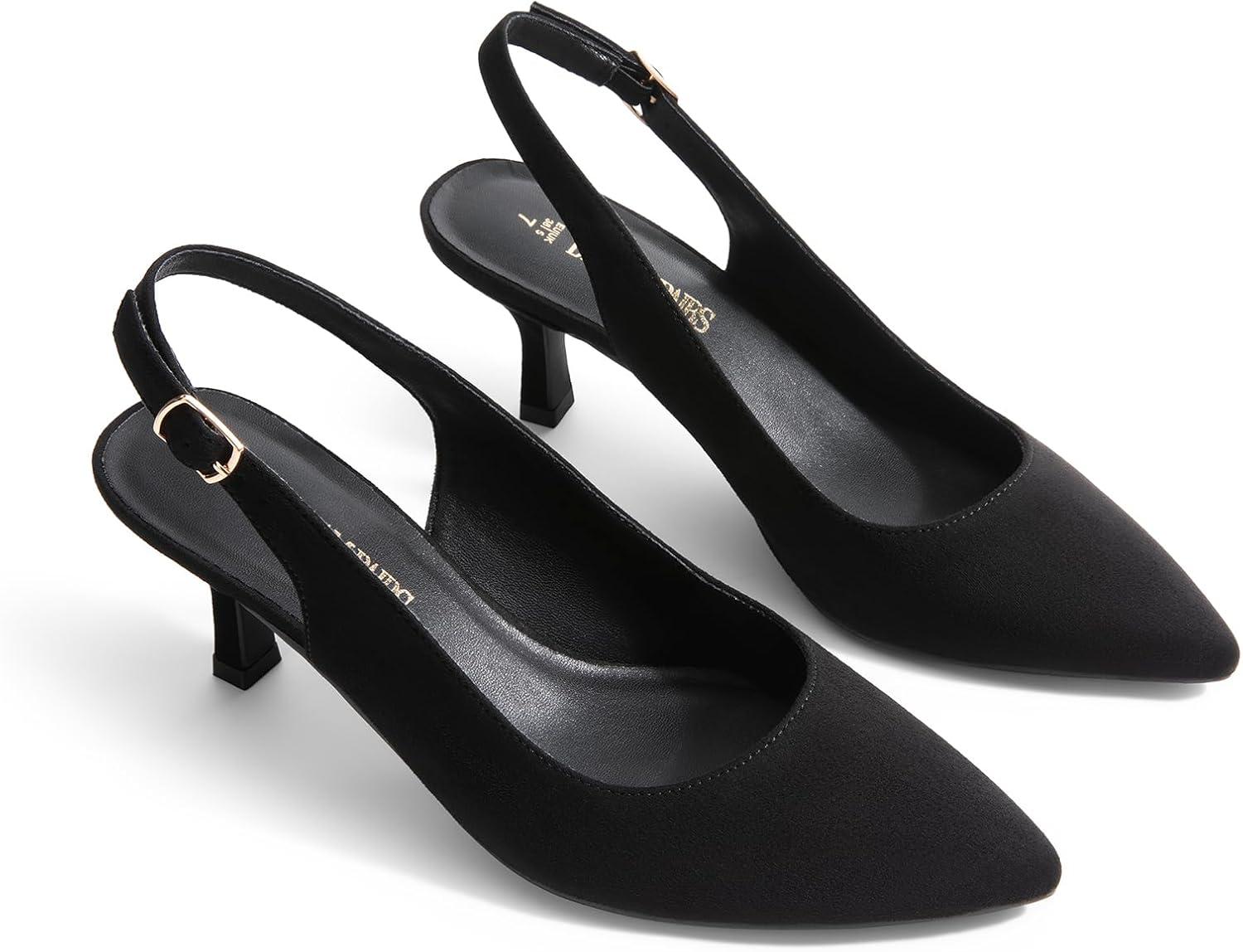 imageDREAM PAIRS Womens Kitten Heel Slingback Pointed Closed Toe Low Stiletto Heels Dress Bridal Elegant Wedding Pumps ShoesBlacksuede1