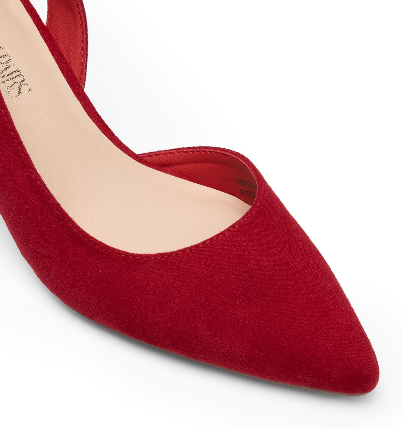 imageDREAM PAIRS Womens Kitten Heel Slingback Pointed Closed Toe Low Stiletto Heels Dress Bridal Elegant Wedding Pumps ShoesRedsuede