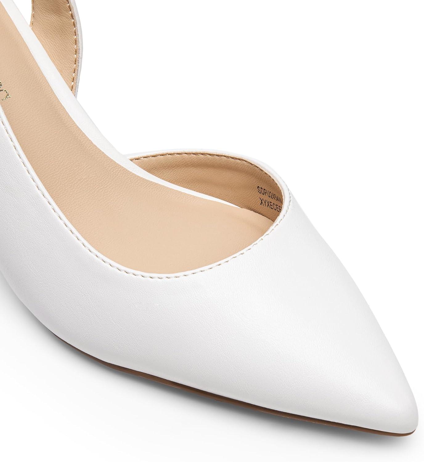 imageDREAM PAIRS Womens Kitten Heel Slingback Pointed Closed Toe Low Stiletto Heels Dress Bridal Elegant Wedding Pumps ShoesWhite
