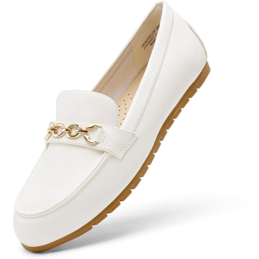 imageDREAM PAIRS Loafers for Women Casual Comfortable Slip On Flat Shoes Lightweight Leisure Work Shoes Comfort Walking ShoesWhite