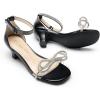 imageDREAM PAIRS Girls Sandals Ankle Strap Square Toe Low Heel Bow Flower Dress ShoesBlack