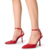 imageDREAM PAIRS High Heels for Women Closed Pointed Toe Dress Shoes for Women Ankle Strap Stiletto Heel Party Wedding Sexy Pump ShoesRedpu