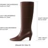 imageDREAM PAIRS Women Knee High Boots 2 Inch Kitten Heel Fashion Square Toe Wide Calf Long BootsBrown