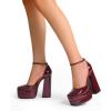 imageDREAM PAIRS Womens High Chunky Platform Closed Toe Block Heels Square Toe Ankle Strap Dress Wedding Party Pumps Shoes AureliaBurgundy