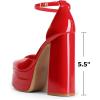 imageDREAM PAIRS Womens High Chunky Platform Closed Toe Block Heels Square Toe Ankle Strap Dress Wedding Party Pumps Shoes AureliaRedpat