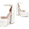 imageDREAM PAIRS Womens High Chunky Platform Closed Toe Block Heels Square Toe Ankle Strap Dress Wedding Party Pumps Shoes AureliaWhitesatin