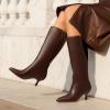 imageDREAM PAIRS Womens Knee High Kitten Heel Boots Sexy Pointed Toe Fashion Long Tall BootsBrownpu