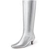 imageDREAM PAIRS Women Knee High Boots 2 Inch Kitten Heel Fashion Square Toe Wide Calf Long BootsSilver