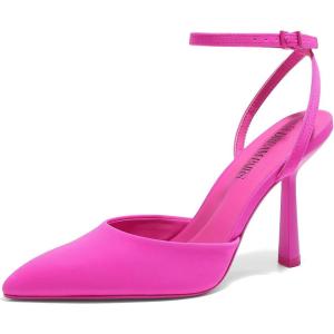 imageDREAM PAIRS High Heels for Women Closed Pointed Toe Dress Shoes for Women Ankle Strap Stiletto Heel Party Wedding Sexy Pump ShoesHot Pink