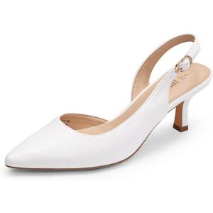 imageDREAM PAIRS Womens Kitten Heel Slingback Pointed Closed Toe Low Stiletto Heels Dress Bridal Elegant Wedding Pumps ShoesWhite