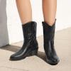 imageDREAM PAIRS Cowboy Boots for Women Mid Calf Cowgirl Boots with Embroidery Round Toe Western Chunky Low Heel ShoesAll Black