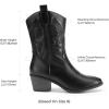 imageDREAM PAIRS Cowboy Boots for Women Mid Calf Cowgirl Boots with Embroidery Round Toe Western Chunky Low Heel ShoesAll Black