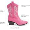 imageDREAM PAIRS Cowboy Boots for Women Mid Calf Cowgirl Boots with Embroidery Round Toe Western Chunky Low Heel ShoesPink
