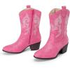 imageDREAM PAIRS Cowboy Boots for Women Mid Calf Cowgirl Boots with Embroidery Round Toe Western Chunky Low Heel ShoesPink
