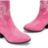 imageDREAM PAIRS Cowboy Boots for Women Mid Calf Cowgirl Boots with Embroidery Round Toe Western Chunky Low Heel ShoesPink