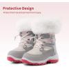 imageDREAM PAIRS Girls Toddler Snow Boots Slip Resistant Faux Fur Lined Mid Calf Little Kids Winter ShoesGrayWhite