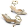 imageDREAM PAIRS Kitten Heels Rhinestone Bow Ankle Strap Stiletto Pointed Closed Toe Heels for Women Pumps Wedding Bridal Party Dress ShoesGold