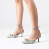 imageDREAM PAIRS Kitten Heels Rhinestone Bow Ankle Strap Stiletto Pointed Closed Toe Heels for Women Pumps Wedding Bridal Party Dress ShoesSilver