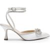 imageDREAM PAIRS Kitten Heels Rhinestone Bow Ankle Strap Stiletto Pointed Closed Toe Heels for Women Pumps Wedding Bridal Party Dress ShoesWhite