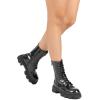 imageDREAM PAIRS Womens Combat Boots Lace up Mid Calf Boots Low Heel Chunky Platform Lug Sole Riding BootsBlack
